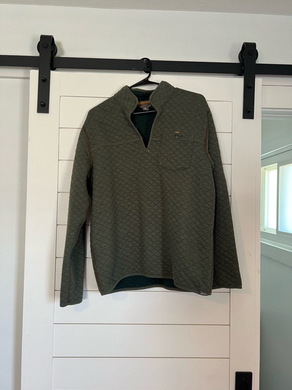 Eddie Bauer Olive Quilted Half-Zip Men’s Sweater